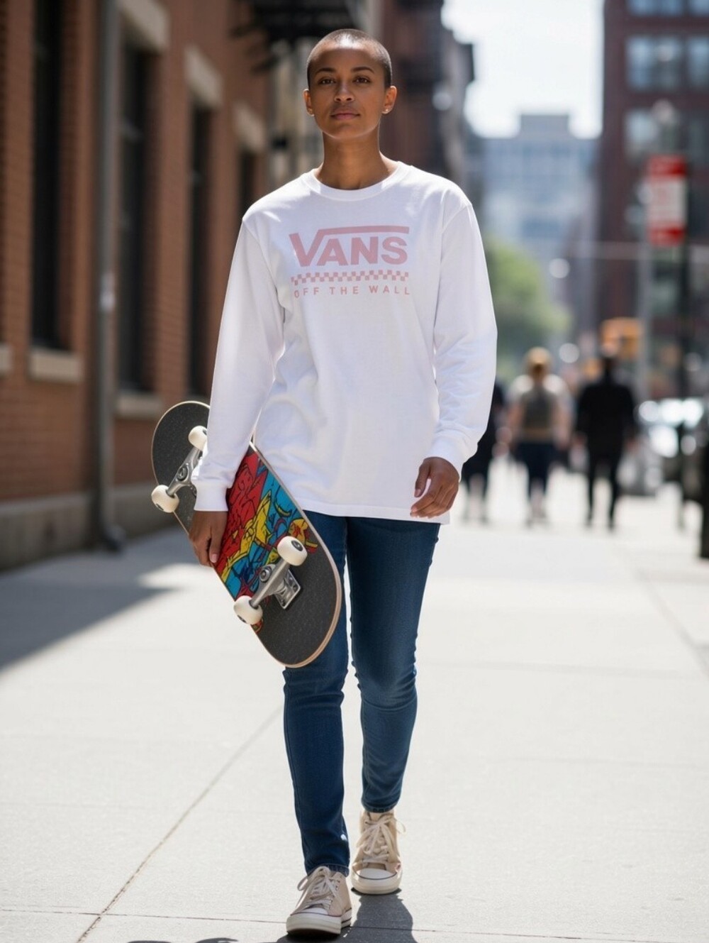 Vans Logo Long Sleeve White Shirt Misses Size Medium